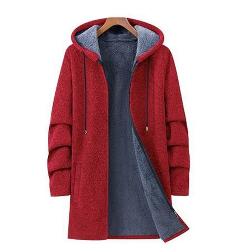 Winter men parka hooded overcoat thicken warm male soft clothes fleece sweater