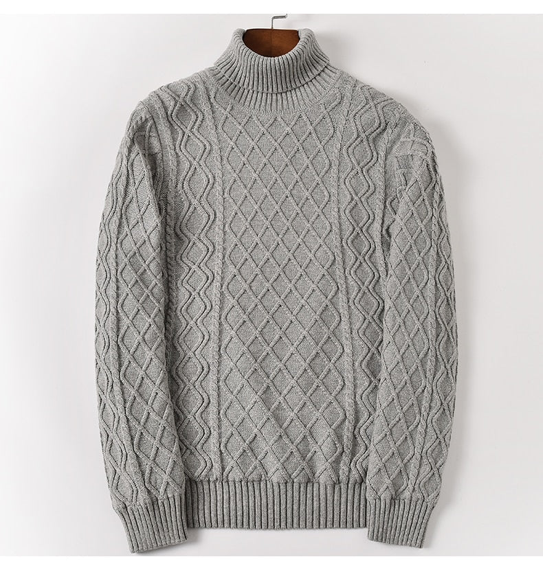 Fleece Warm Cotton Turtleneck Sweater Men Winter Pullovers Male Turtle Neck