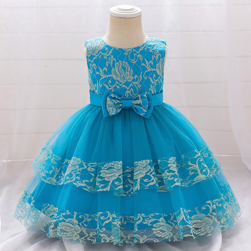 Infant Newboen Party Dress For Baby Girl Clothes Lace Princess Dresses Baptism Dress Retro Embroidery Gown