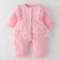 Spring and Autumn Children Clothing Splicing Net Yarn Kids Jumpsuit Long Sleeve Bodysuits Baby Girl Romper Infant One-pieces