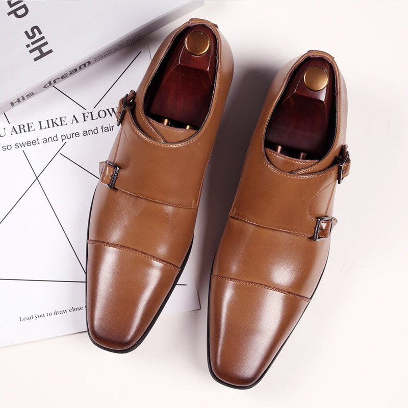 Spring Autumn Business Leather Shoes Men Buckle Formal Shoes