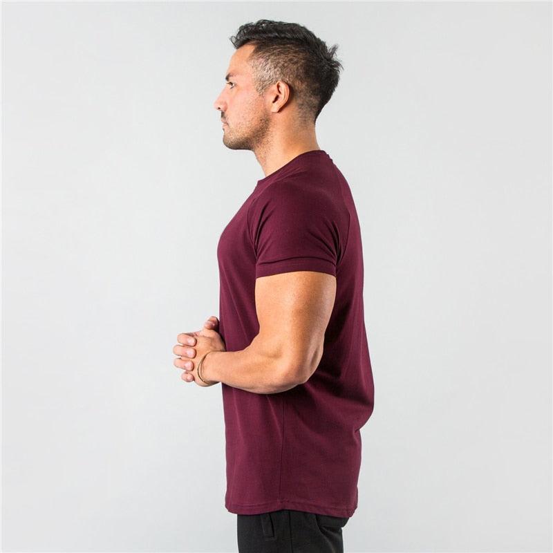 Summer Sportswear Mens O-neck T Shirts Men Tops Cotton Fitness T-shirt Gym Short Sleeve Bodybuilding Tshirt