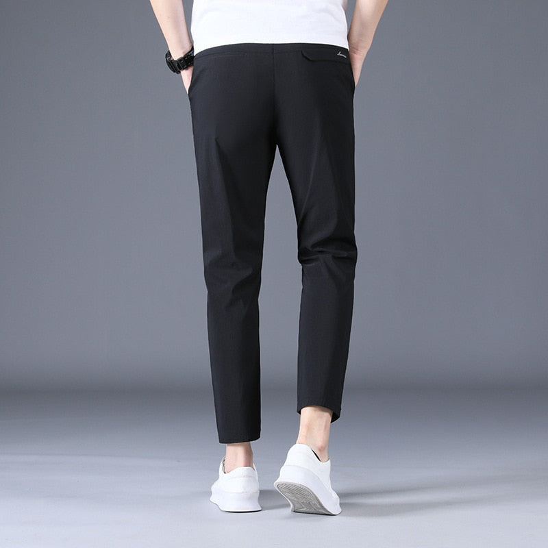 Summer Ankle Length Suit Pants Trousers For Male Ice Silk Thin Man Formal