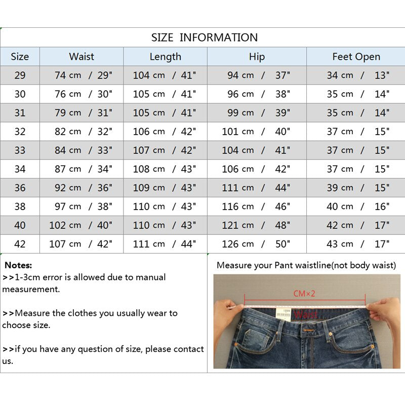 Jeans Men Denim Mens Jeans Slim Fit Tall Male Cotton Pants Blue jean man