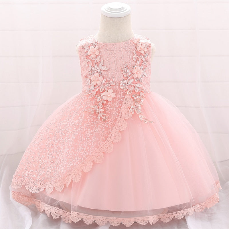 Christmas Celebration Christening First Birthday Dress Baby Girl Party Flower Dresses Child Princess Dress