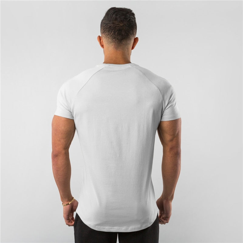 Summer Sportswear Mens O-neck T Shirts Men Tops Cotton Fitness T-shirt Gym Short Sleeve Bodybuilding Tshirt