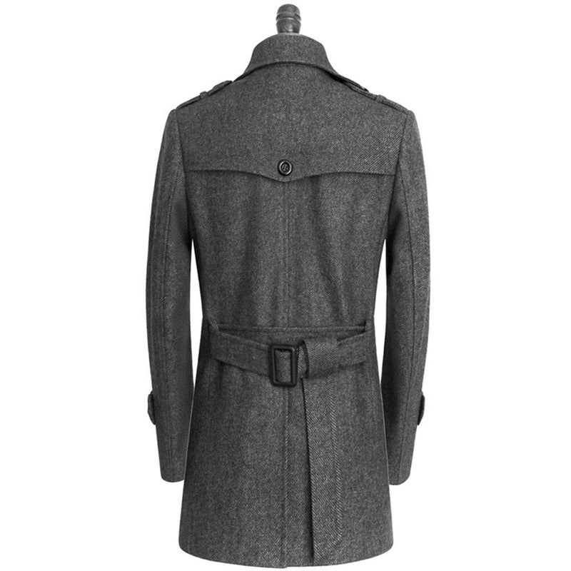 Men woolen jackets elegant double button trench coat stylish breathable wool blends windbreaker