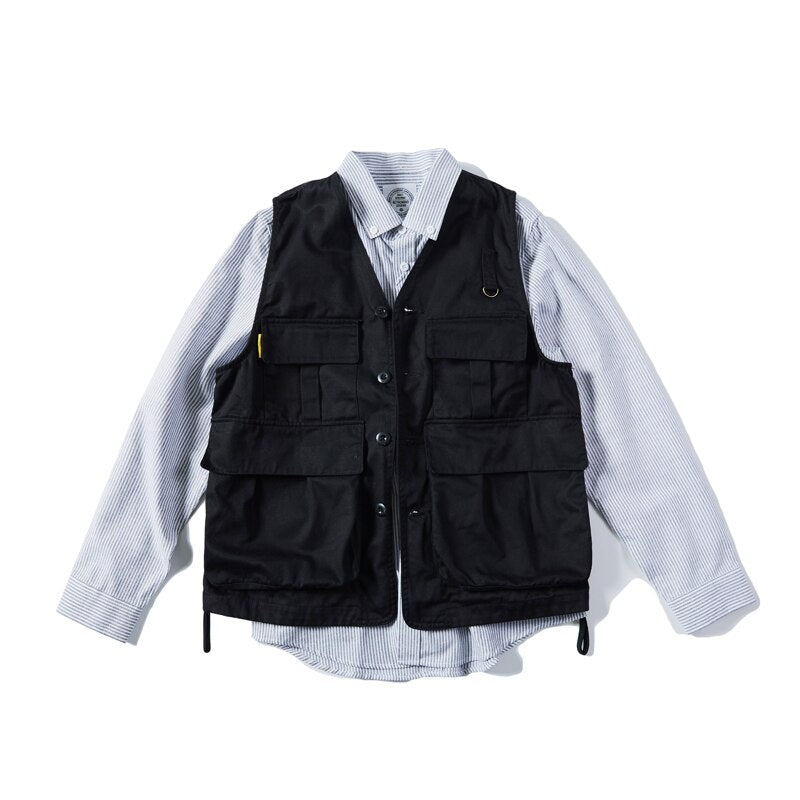 Vests For Men Multi-Pocket Tourism Waistcoat Fishing Reporter Sleeveless Jacket Youth Leisure Coat