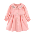 Toddler Girls Dresses Button Front Floral Peter Pan Collar Girl Spring Dress Cute Ruffle Long Sleeve Kids Clothes