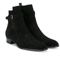 Handmade MID-Calf Genuine Leather Suede Harmess Wyatt Buckle Strap Boots Men Luxury Handmade Dress