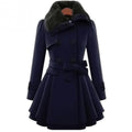 Women Autumn And Winter Long Sleeve Lapel Collar Thicken Medium Length Coat