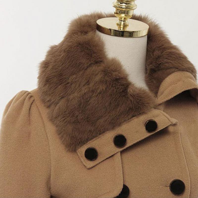 Women Autumn And Winter Long Sleeve Lapel Collar Thicken Medium Length Coat