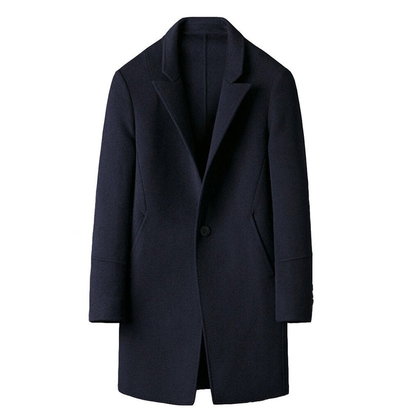 Men Wool Coat Double-sided Cashmere Coat Winter Casual Solid Wool Long Coats