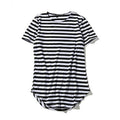 Summer Arc hem extended T Shirt Men Striped T-shirt Oversized Streetwear Men Skate Tee Shirts Swag Clothes