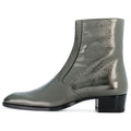 Genuine Leather Sliver Sexy Ankle Boots Wedge high heels Boots pointed toe Men