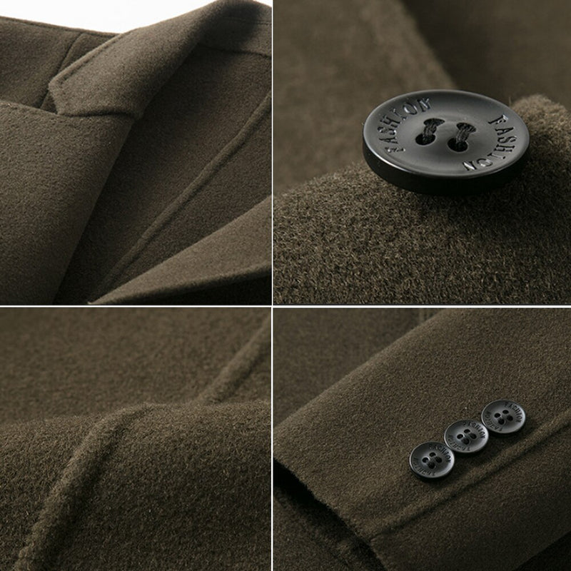 Men Wool Coat Double-sided Cashmere Coat Winter Casual Solid Wool Long Coats