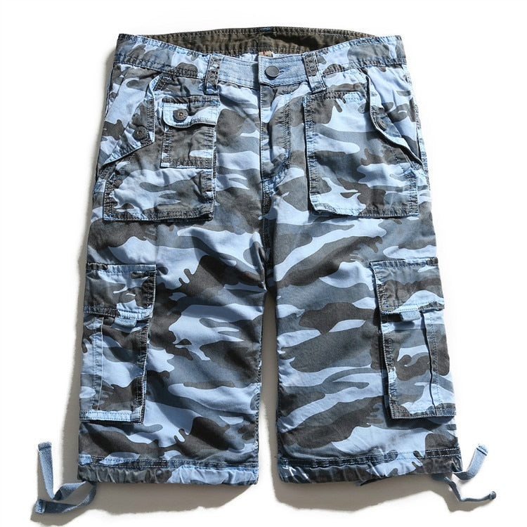 Mens Military Cargo Shorts Summer Army Green Cotton Shorts Men Loose Multi-Pocket Shorts Casual Trouser