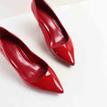 Handmade Pumps For Women Red Genuine Leather High Heel Shoes Ladies Wedding Office Dress Shoe Heels