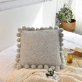 Knitted Cushion Cover Solid Gray Coffee Solid Nordic Style Pillow Case With Balls 45*45cm Soft For Sofa Bed Room Home Decorative