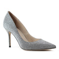 Women Silver Wedding Pumps Solid High Heels Ladies Handmade Shoes Pointed Toe Satin Thin Heel