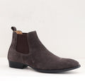 Winter Handmade wedge Slim Elastic Slip on Men Casual Suede Boots genuine leather Toed Chelsea Ankle Shoes