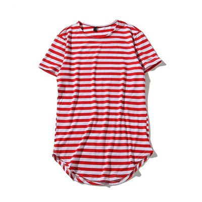 Summer Arc hem extended T Shirt Men Striped T-shirt Oversized Streetwear Men Skate Tee Shirts Swag Clothes