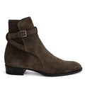 Handmade MID-Calf Genuine Leather Suede Harmess Wyatt Buckle Strap Boots Men Luxury Handmade Dress