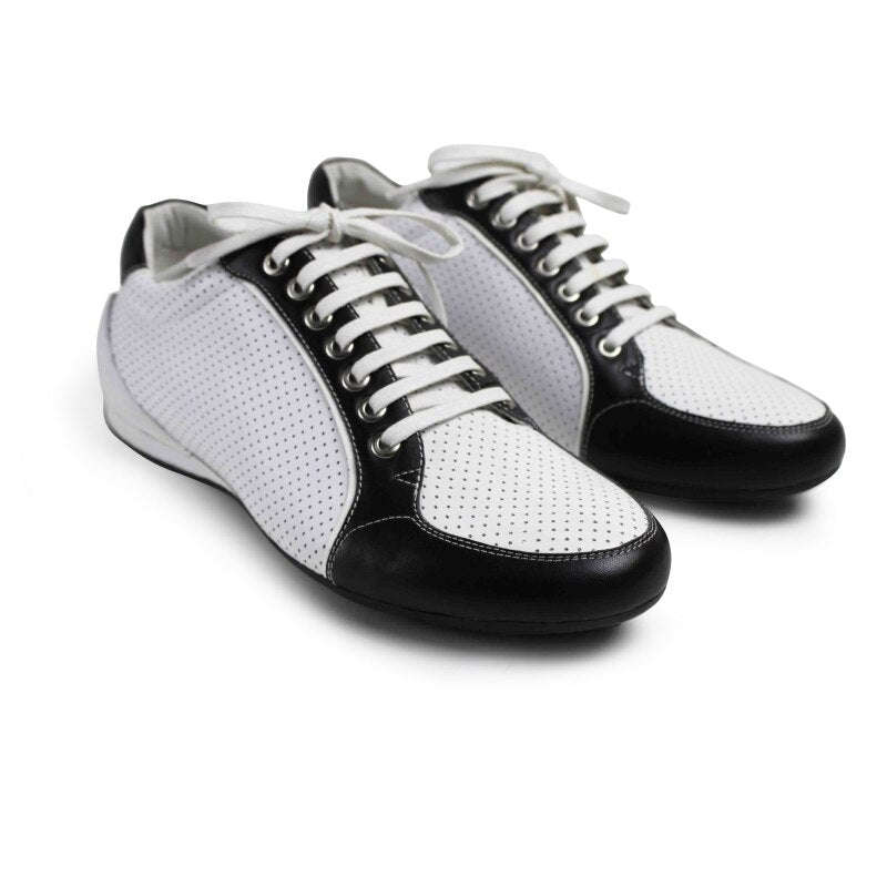 Summer Hot Sports Shoes Men White Lace-up Genuine Leather Shoe Casual Breathable Patchwork