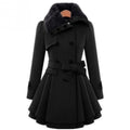 Women Autumn And Winter Long Sleeve Lapel Collar Thicken Medium Length Coat