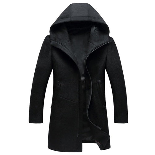 Winter Wool Coat Men Wool Jacket Men High Quality Hooded Mens