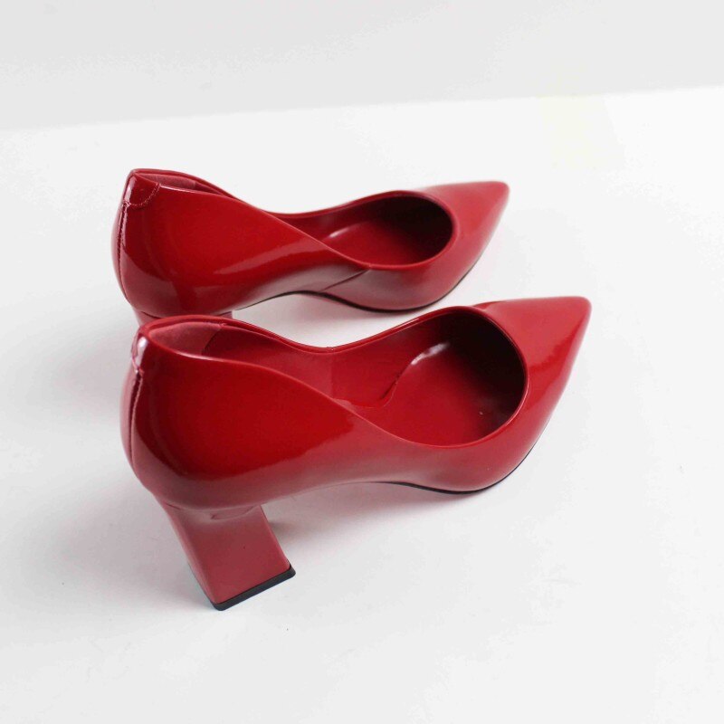 Handmade Pumps For Women Red Genuine Leather High Heel Shoes Ladies Wedding Office Dress Shoe Heels