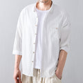 Men Thin Casual Simple Youth Breathable Half Sleeve Pocket Loose Summer