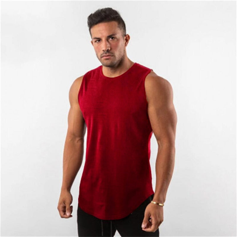 Summer Plain Mens Running Vest Men Gym Clothing Bodybuilding Fitness Tank Top Sleeveless Undershirt Workout Stringer Singlet