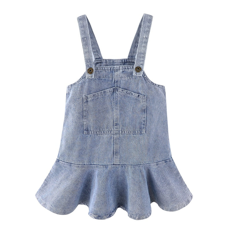 Plain Pinafore Mini Dress Toddler Girl Spring Clothes