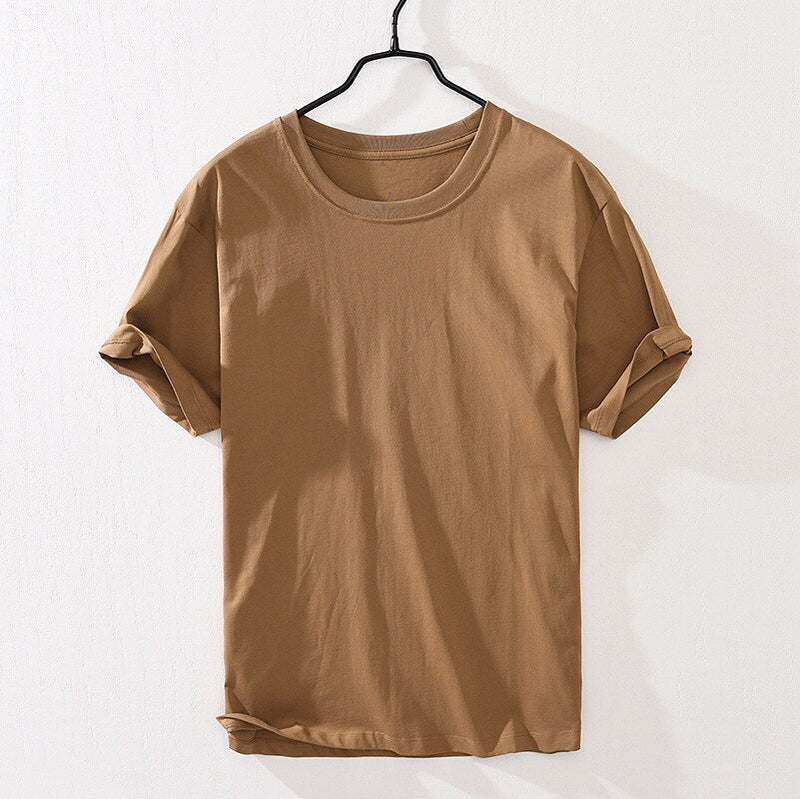 Spring Summer T-Shirt Short Sleeve Loose Simple Solid Sweat Casual Trendy O-Neck Fresh Youth Handsome Tees