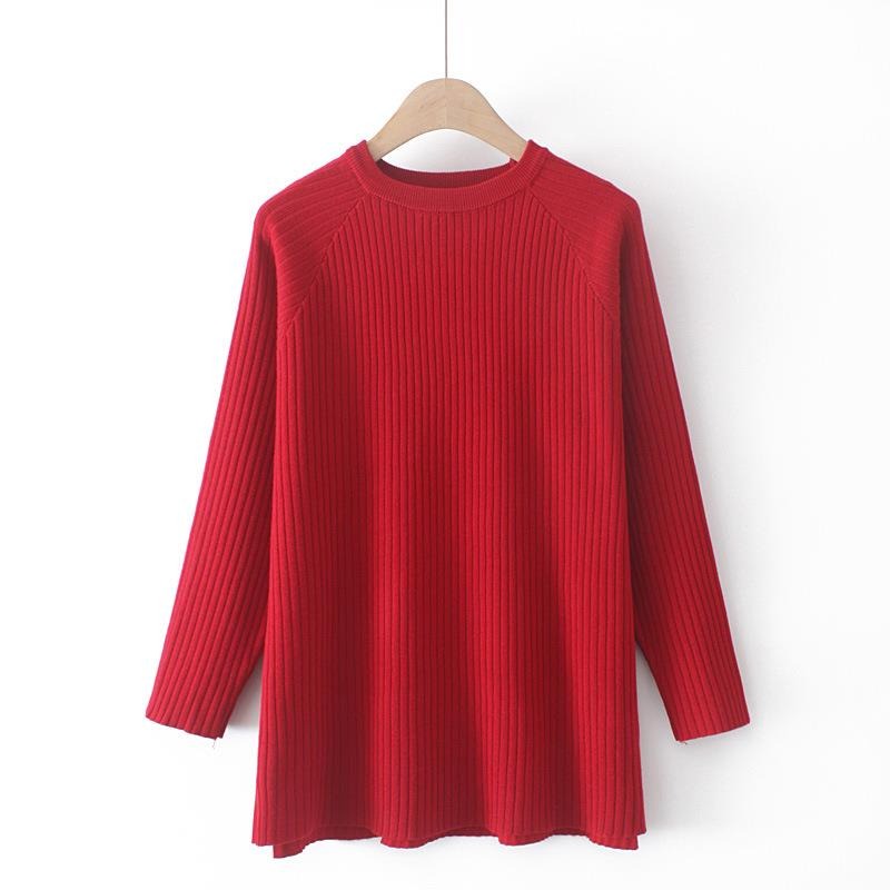 Women Clothing Sweaters Autumn Winter New Jumper Slim O-Neck Long Sleeve Split Knitted Pullovers