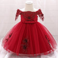 One Shoulder Baby Girl Dress For 0-24M 1 Year Baby Girls Birthday Dresses For Infant Lace Baptism Party Princess