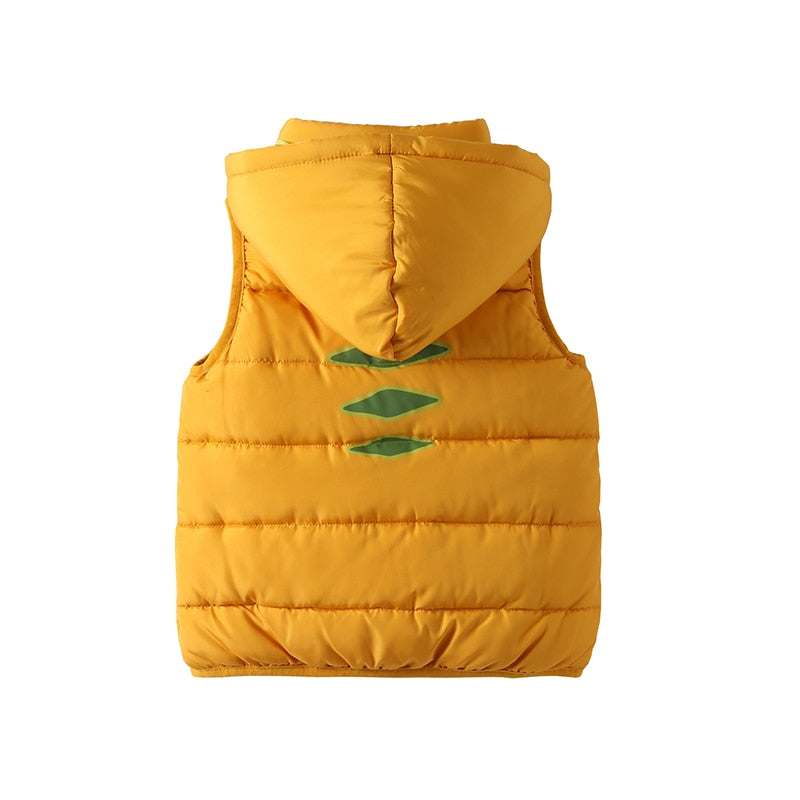 Vest Jacket with Hood Fun Warm Midweight Outerwear for Kids Clothes Solid Coats Winter