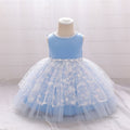 Beaded Lace Hollow Flowers First Birthday Dress For Baby Girl Kids Clothes Lace Baptism Tutu Bow Princess Baby Dresses Vestido