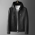 Luxury men jackets hooded elastic spring casual suede wool coats male motorcycle clothes streetwear