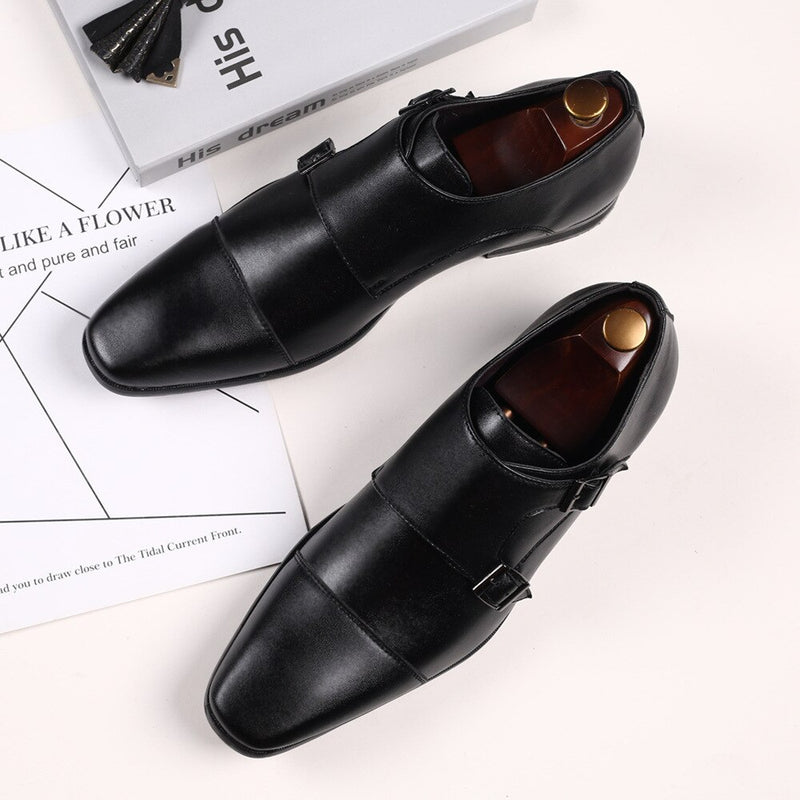 Spring Autumn Business Leather Shoes Men Buckle Formal Shoes