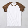 T-Shirt For Men Raglan Sleeves Cotton O-Neck Match Casual Trendy Youth Tops Simple Slim Summer Tees