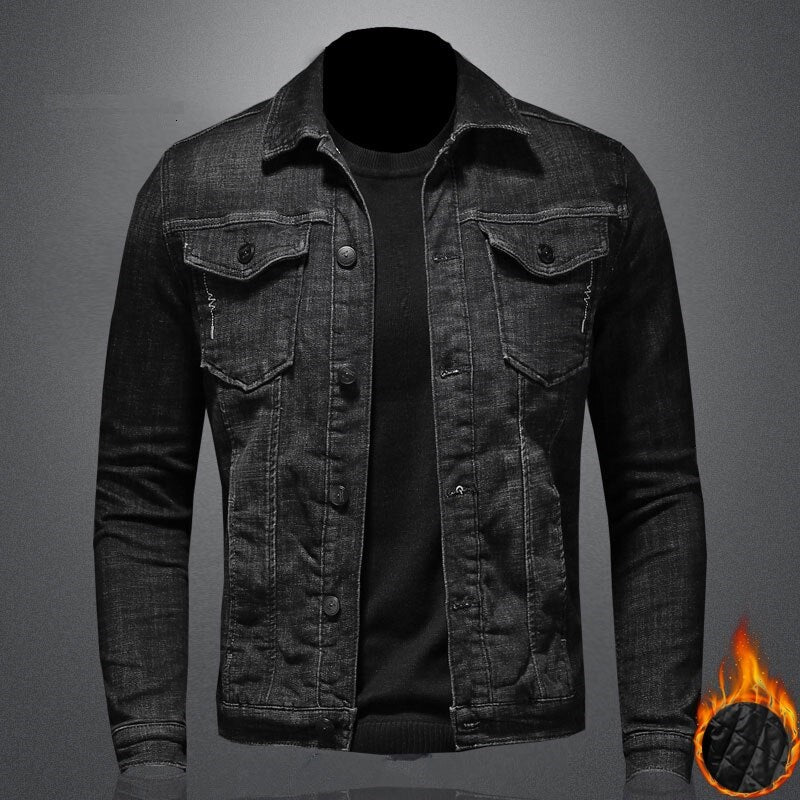 Warm Bomber Pilot Black Winter Denim Jacket Men Jeans Coat Motorcycle Casual Clothing