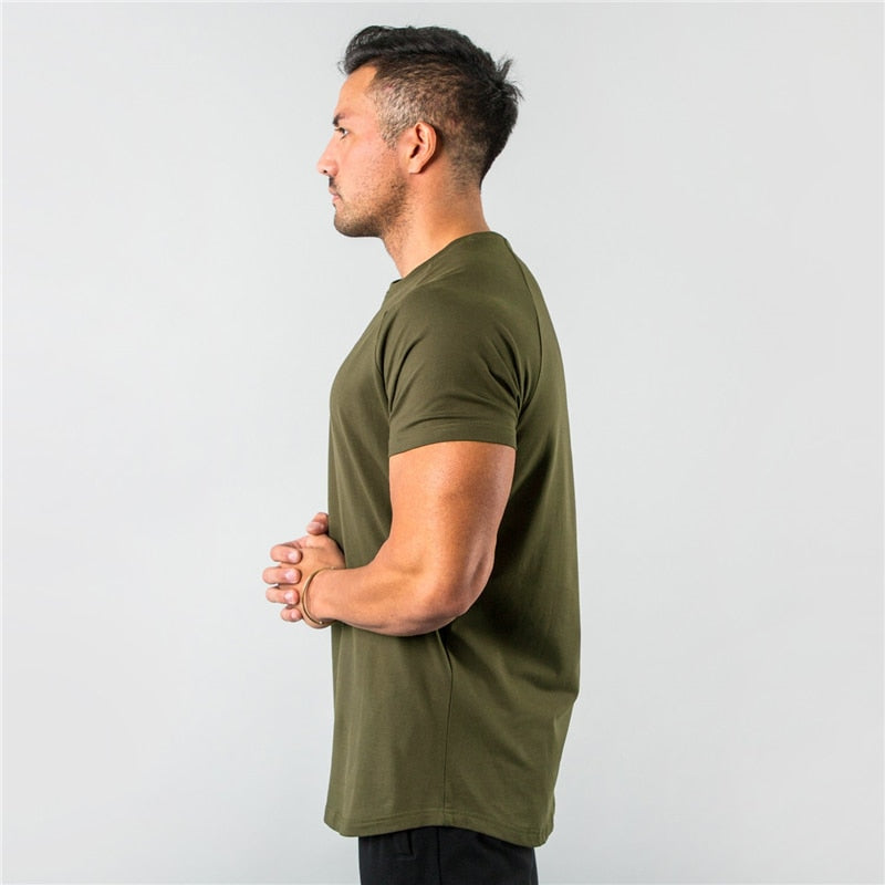 Summer Sportswear Mens O-neck T Shirts Men Tops Cotton Fitness T-shirt Gym Short Sleeve Bodybuilding Tshirt