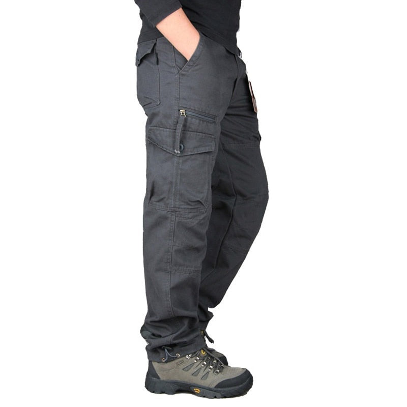 Cargo Pants Men Cotton Tactical Multi-Pocket Overalls Male Combat Loose Trousers Military Work Straight Joggers