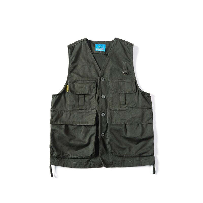 Vests For Men Multi-Pocket Tourism Waistcoat Fishing Reporter Sleeveless Jacket Youth Leisure Coat