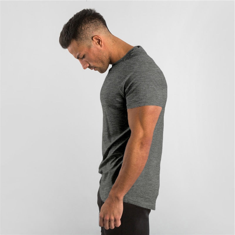 Summer Sportswear Mens O-neck T Shirts Men Tops Cotton Fitness T-shirt Gym Short Sleeve Bodybuilding Tshirt