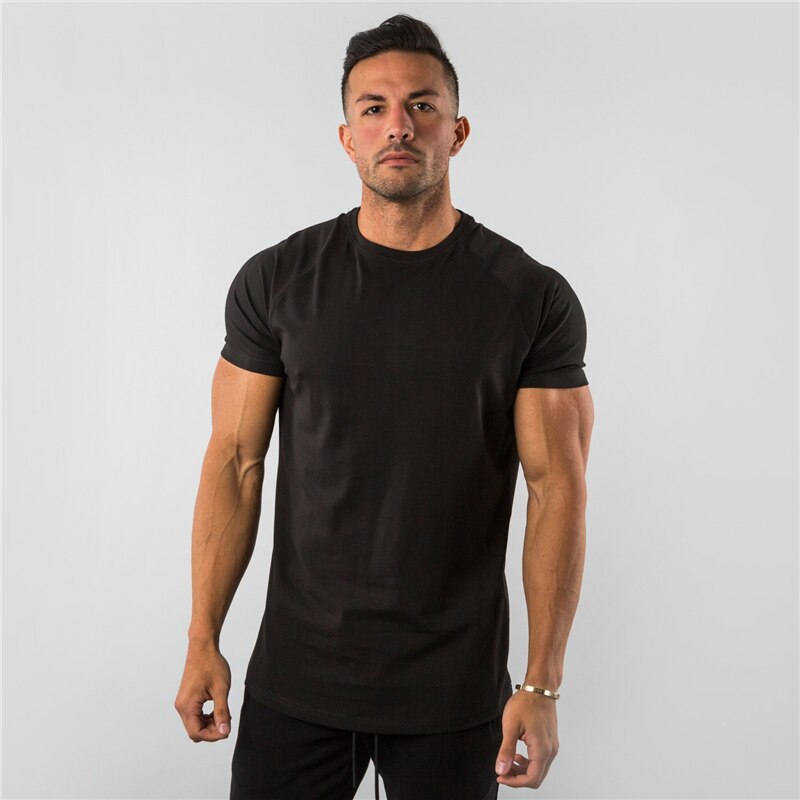 Summer Sportswear Mens O-neck T Shirts Men Tops Cotton Fitness T-shirt Gym Short Sleeve Bodybuilding Tshirt