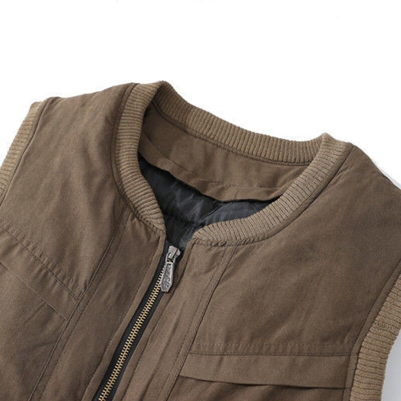 Men sheepskin vest warm cotton man streetwear clothes v collar zipper