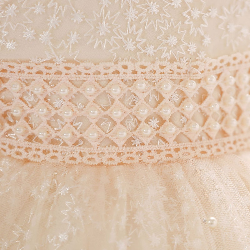 Summer Infant Beading Baptism Dress Frocks Baby Girl Pageant Voile Princess Dress1st Birthday Party